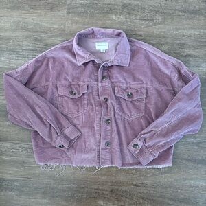 American Eagle Size Small Cropped Corduroy Jacket Ragged Raw Hem Women’s 💜